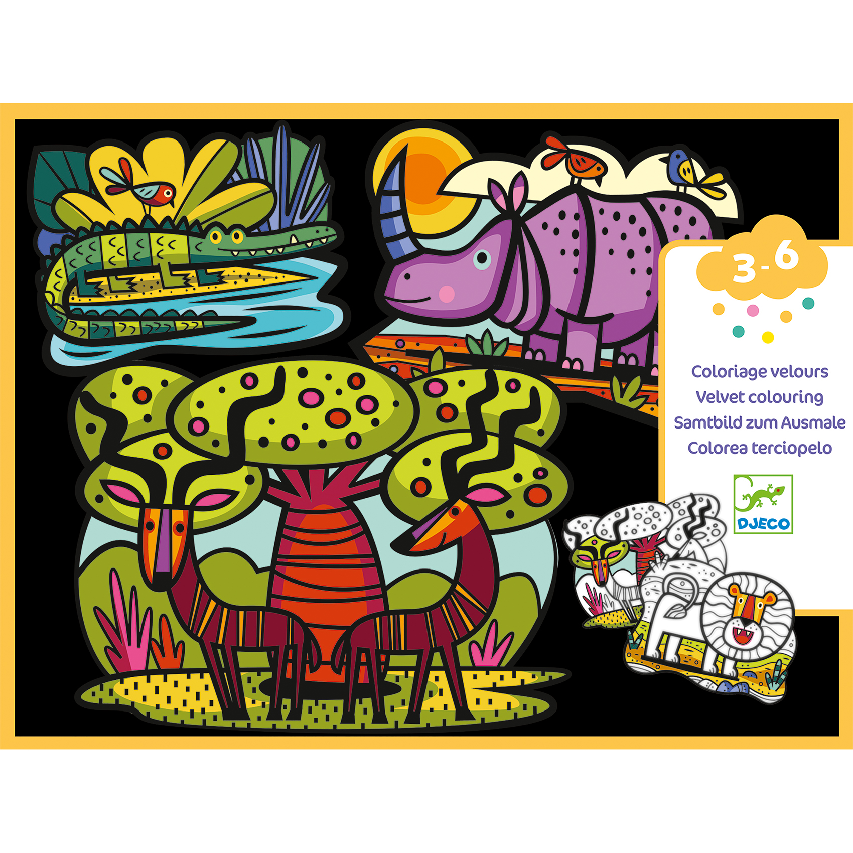 Coloriage Velours - Animaux de la Savane - La cabane de Gribouille