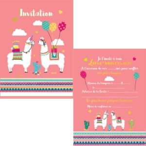 cartes invitations anniv. lamas - librairie Gribouille