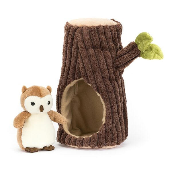 peluche Jellycat: hibou au creux de l'arbre - librairie Gribouille