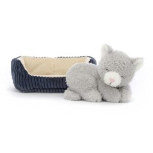 peluche Jellycat: chaton endormi panier - librairie Gribouille