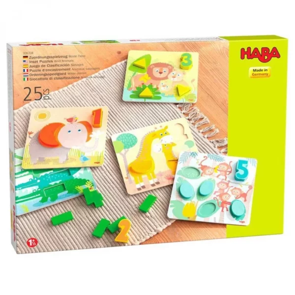 puzzle bois Haba: animaux sauvages - librairie Gribouille