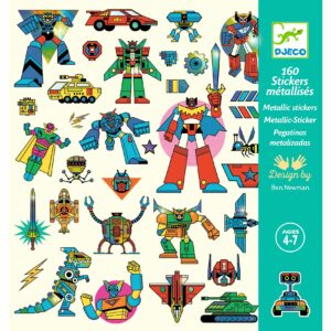 160 stickers métallisés Djeco - robots