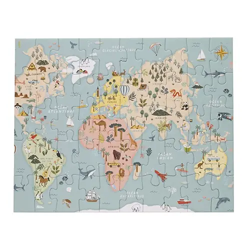 PUZZLE 50PCS BOITE METAL CARTE DU MONDE
