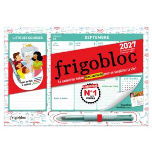 MINI FRIGOBLOC HEBDOMADAIRE 4 COULEURS 2027 - CALENDRIER FAMILIAL (DE SEPT. 2026 À DÉC. 2027)